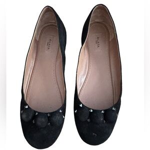 Alaia flats in Black Suede with studs and half round balls sz 40
